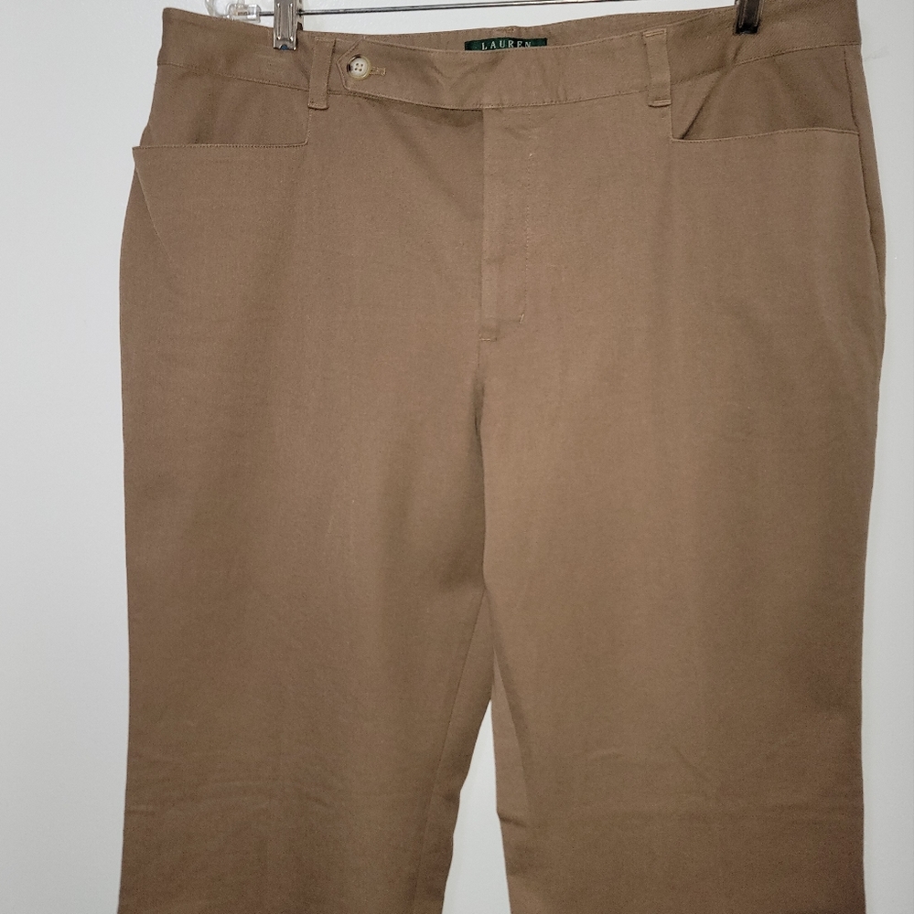 New Lauren Ralph Lauren Womens Brown Adelle Stretch Cotton Straight Leg Pants 16 - Picture 4 of 15